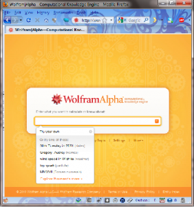 Home page of Wolfram Alpha